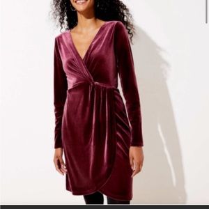 LOFT wine long sleeve velvet dress